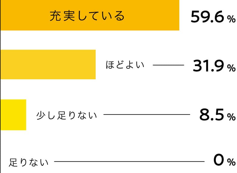 59.6%の人が充実していると答えています